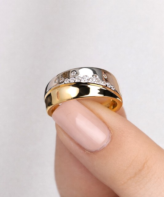 Paauksuotas žiedas su cirkoniais