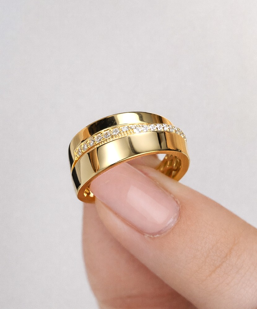 Paauksuotas žiedas su cirkoniais