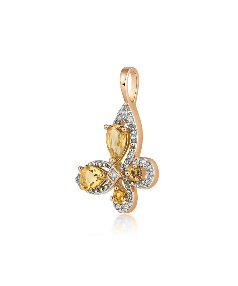 Auksinis pakabukas su citrinais ir deimantais