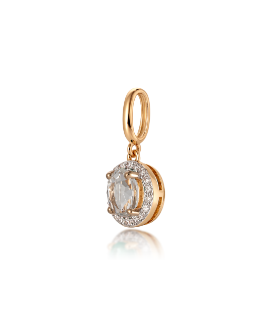 Auksinis pakabukas su baltuoju topazu ir deimantais