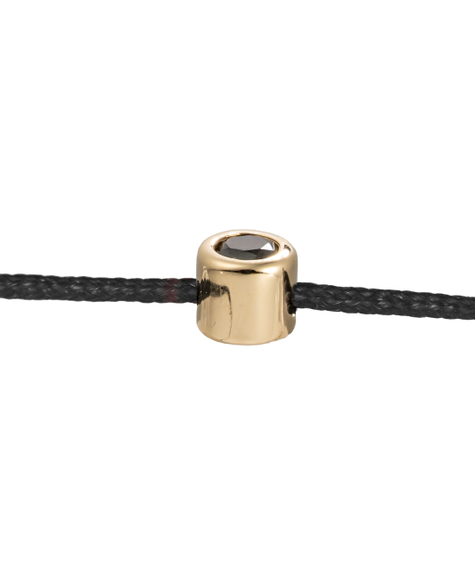 Juodo siūlo apyrankė su juoduoju deimantu ir geltonu auksu