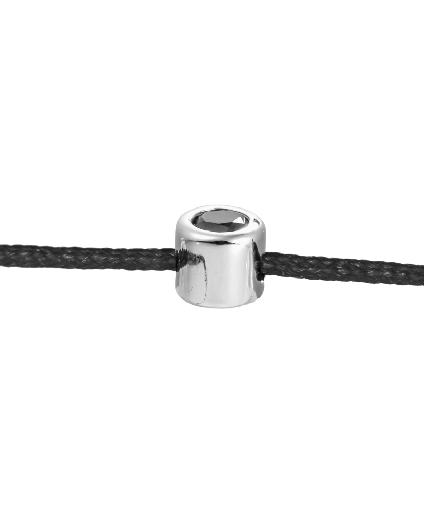 Juodo siūlo apyrankė su juoduoju deimantu ir baltu auksu