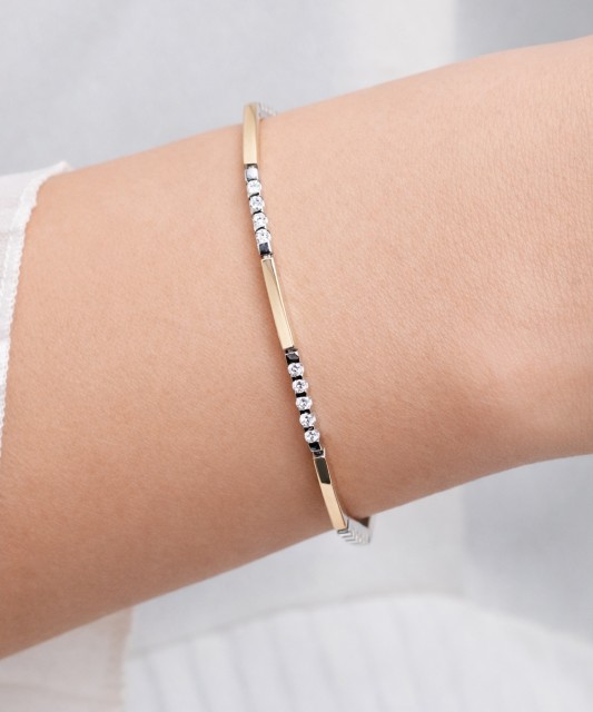 Sidabrinė apyrankė dengta auksu su cirkoniais  - Goldinga