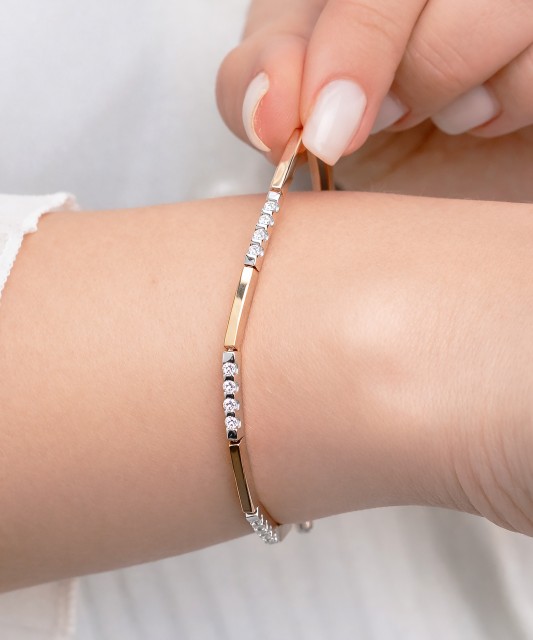 Sidabrinė apyrankė dengta auksu su cirkoniais  - Goldinga