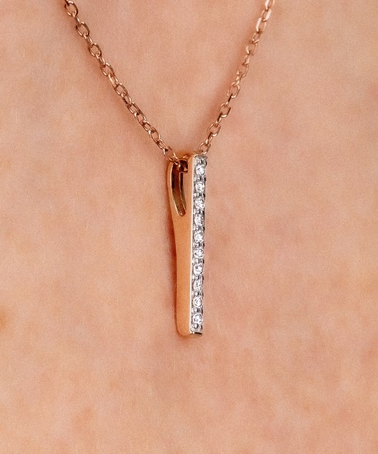 Auksinė Grandinėlė Su deimantiniu Pakabuku