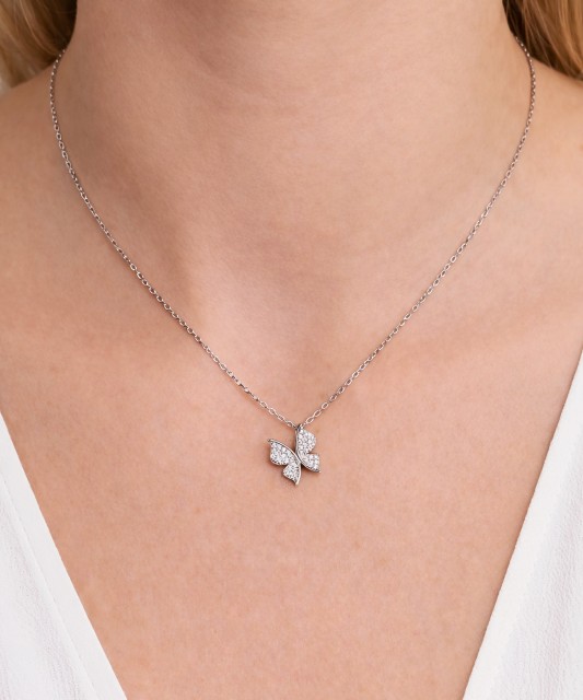 Sidabrinė grandinėlė su cirkonio pakabuku "Drugelis"