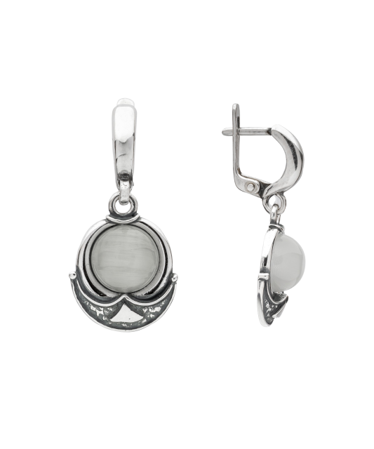 Sidabriniai auskarai su katės akies akmeniu  - Goldinga