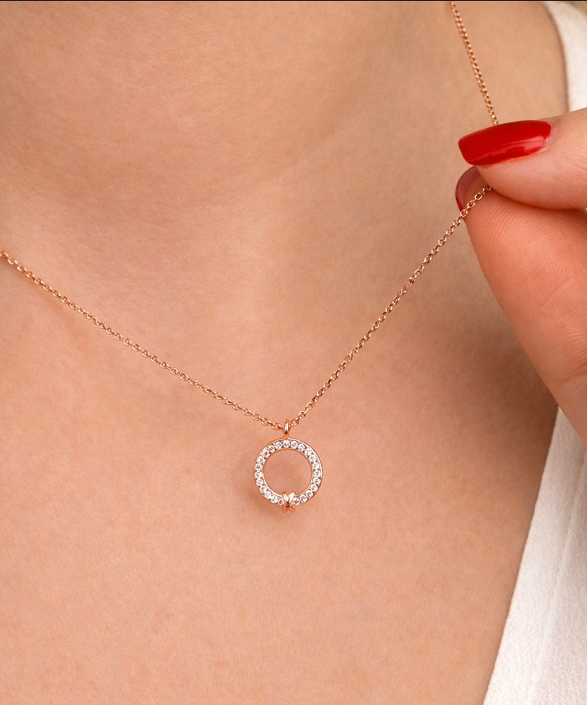 Paauksuota Sidabrinė grandinėlė su cirkonio pakabuku