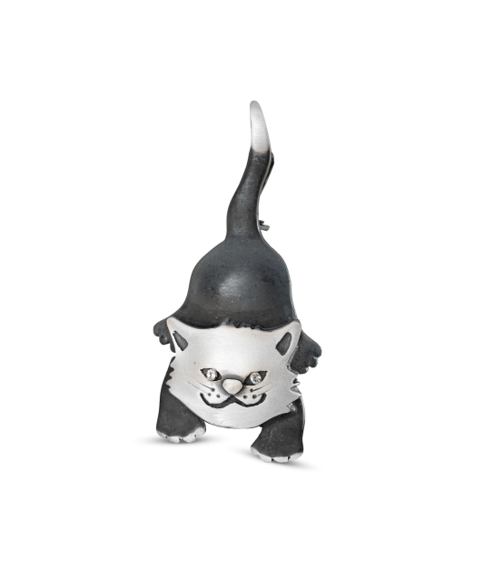 Sidabrinė sagė su kristalais "Katė"