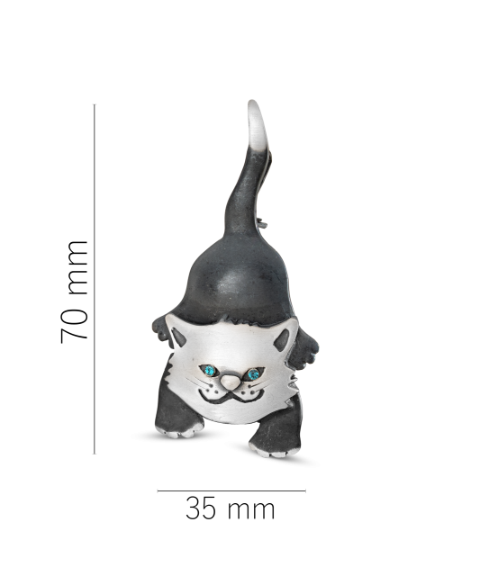 Sidabrinė sagė su kristalais "Katė"