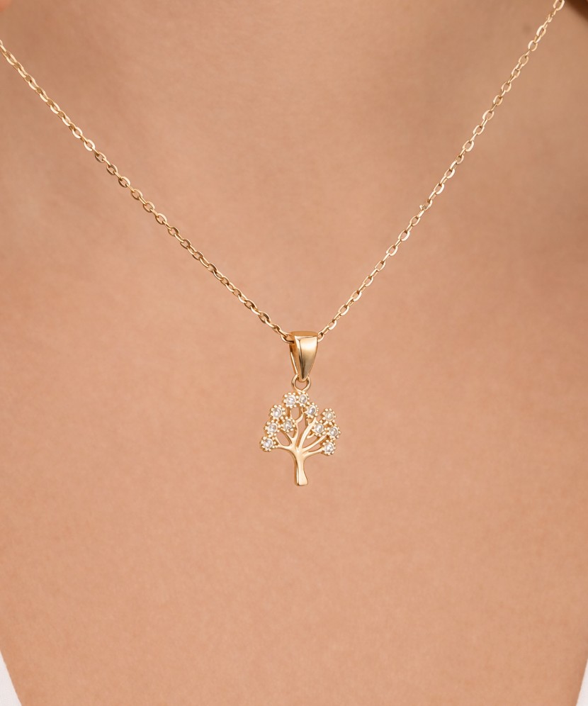 Geltono aukso pakabukas su cirkoniais "Gyvybės medis"