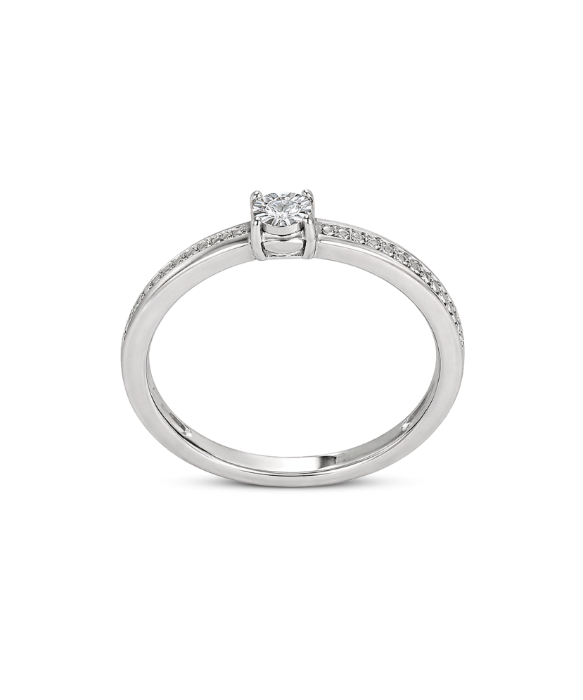 Balto aukso žiedas su deimantais