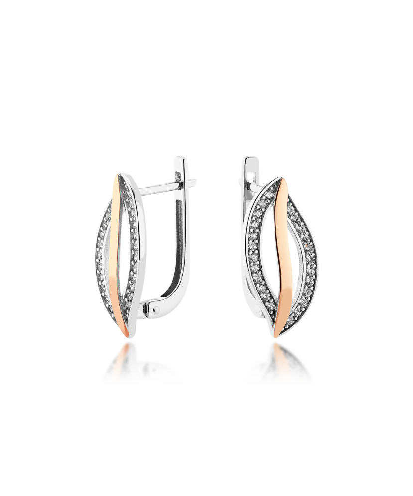 Sidabriniai auskarai dengti auksu su cirkoniais