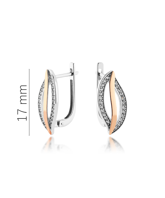 Sidabriniai auskarai dengti auksu su cirkoniais