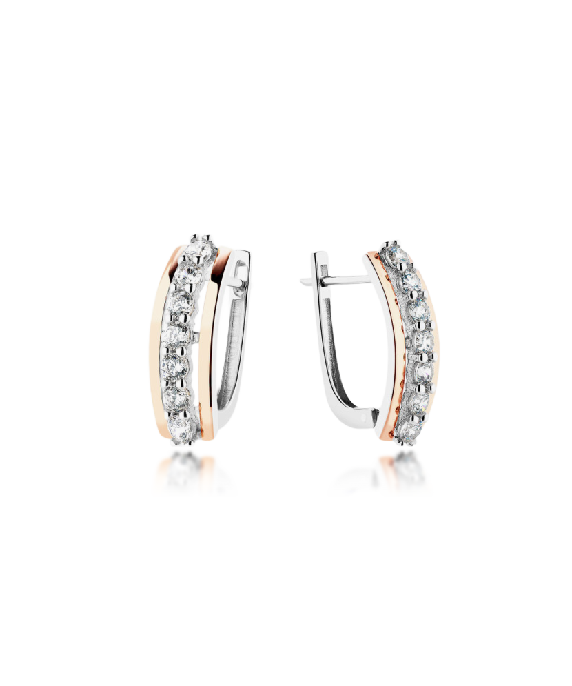 Sidabriniai auskarai dengti auksu su cirkoniais