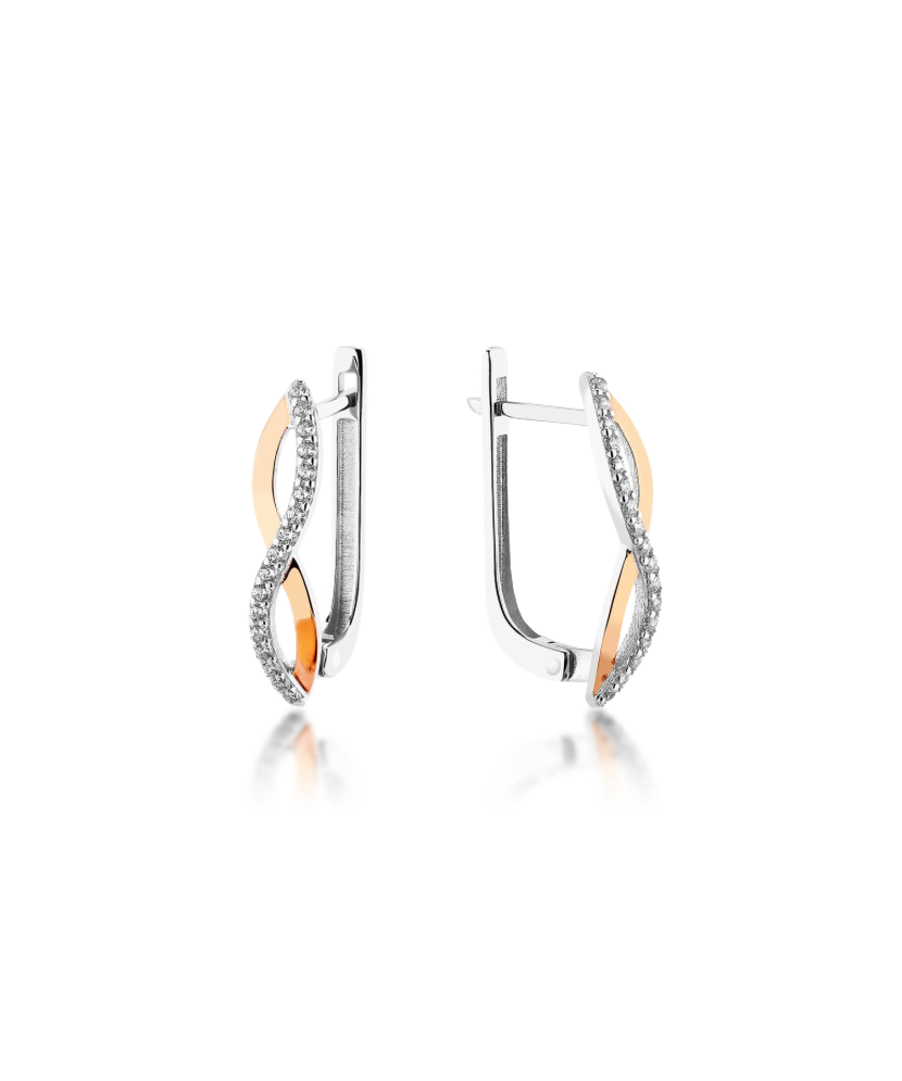 Sidabriniai auskarai dengti auksu su cirkoniais