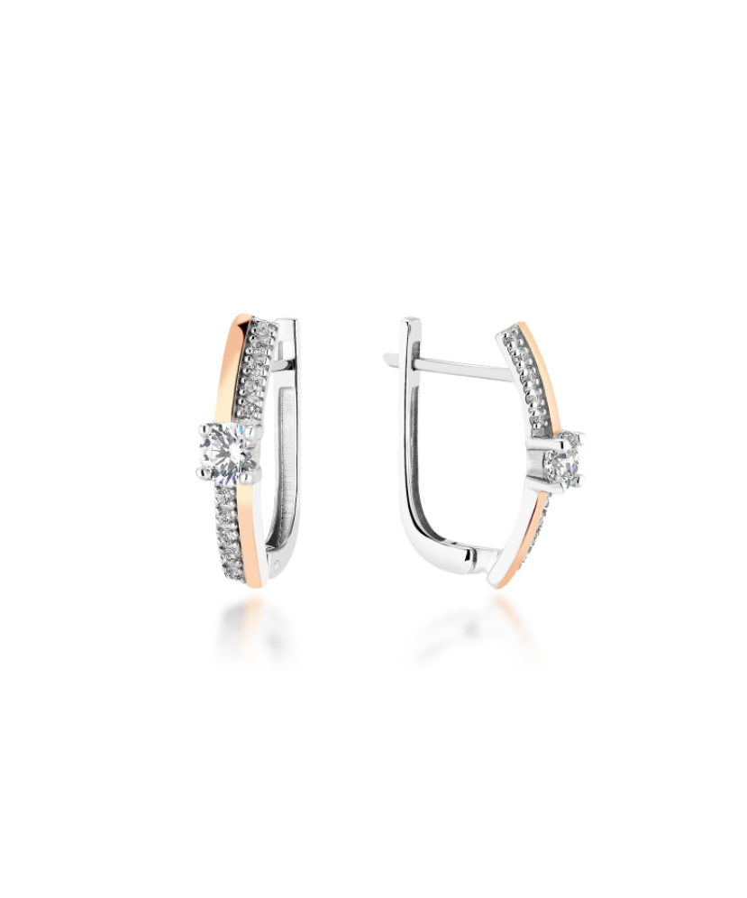 Sidabriniai auskarai dengti auksu su cirkoniais