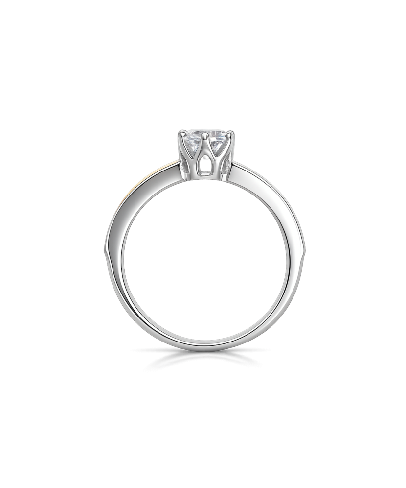 Sidabrinis žiedas dengtas auksu su cirkoniais