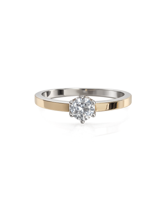 Sidabrinis žiedas dengtas auksu su cirkoniais