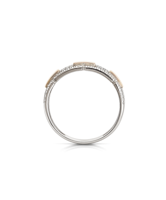 Sidabrinis žiedas dengtas auksu su cirkoniais