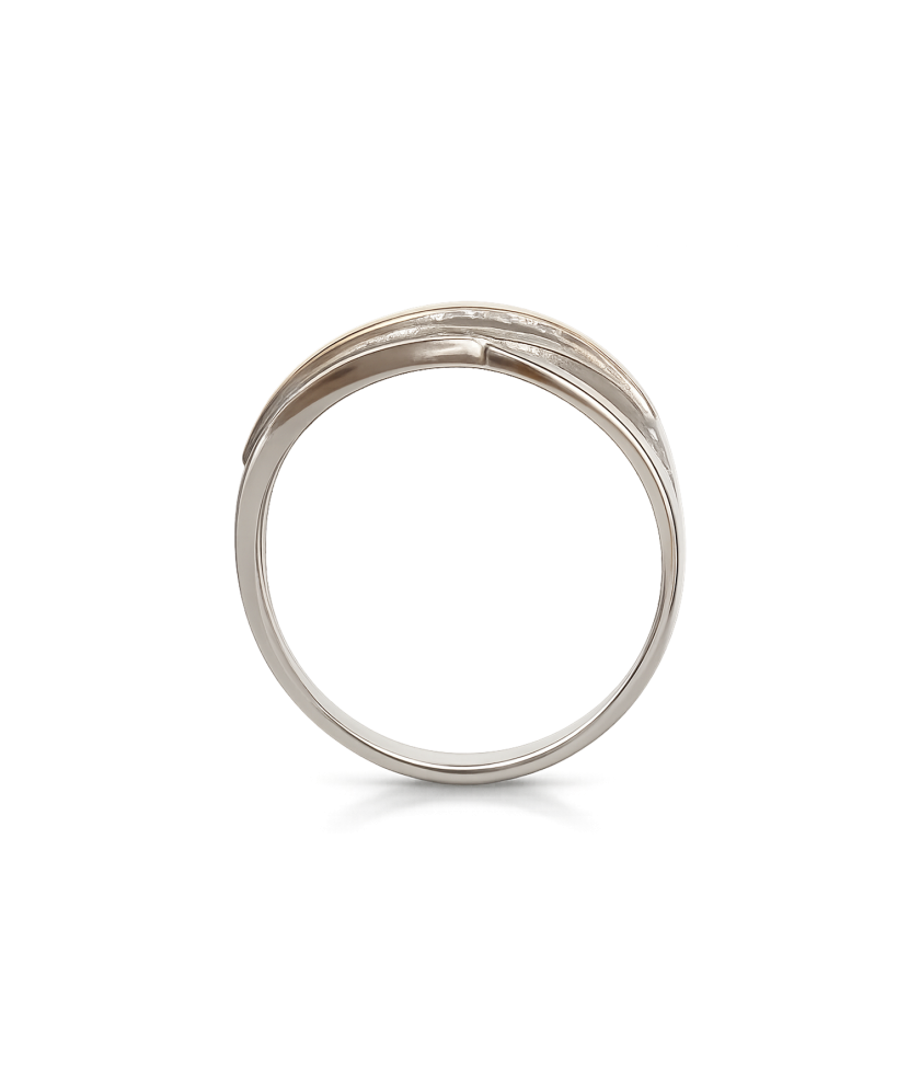 Sidabrinis žiedas dengtas auksu su cirkoniais