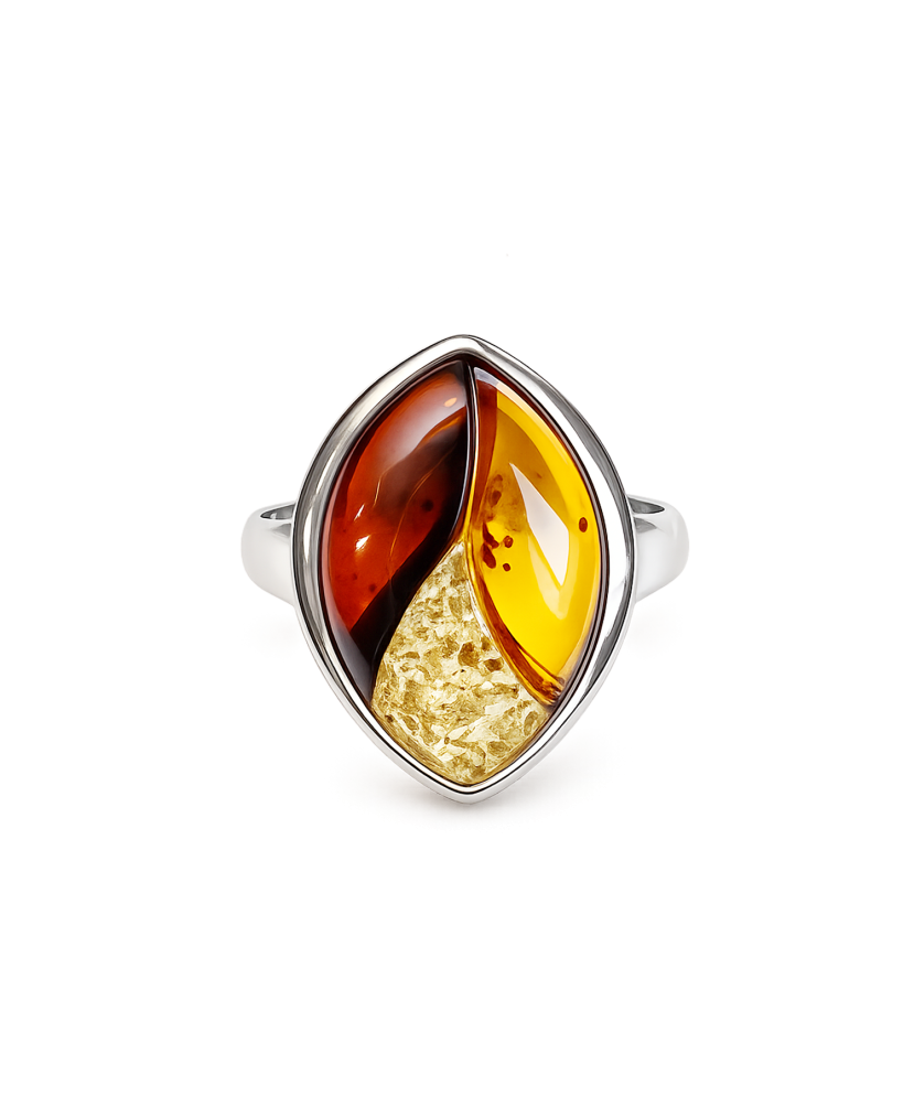 Sidabrinis žiedas su gintaru