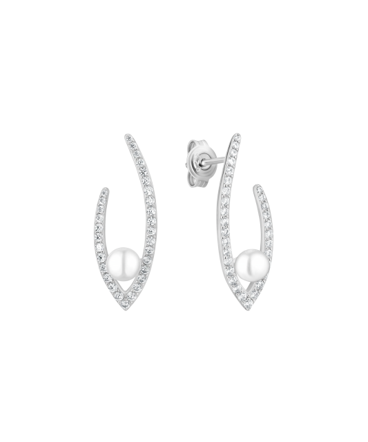 Sidabriniai auskarai su perlais ir cirkoniais