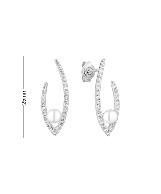 Sidabriniai auskarai su perlais ir cirkoniais