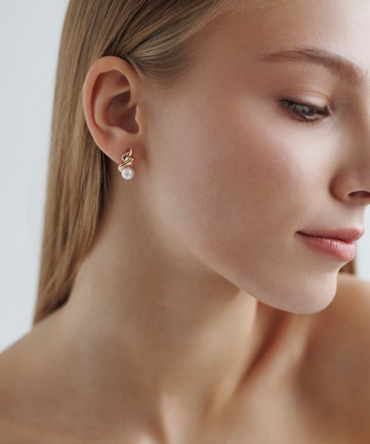 Paauksuoti sidabriniai auskarai su perlais