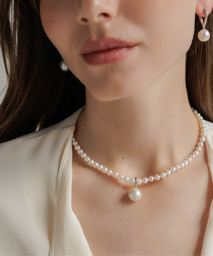 Sidabrinis pakabukas Su Edisono Perlu ir cirkoniu