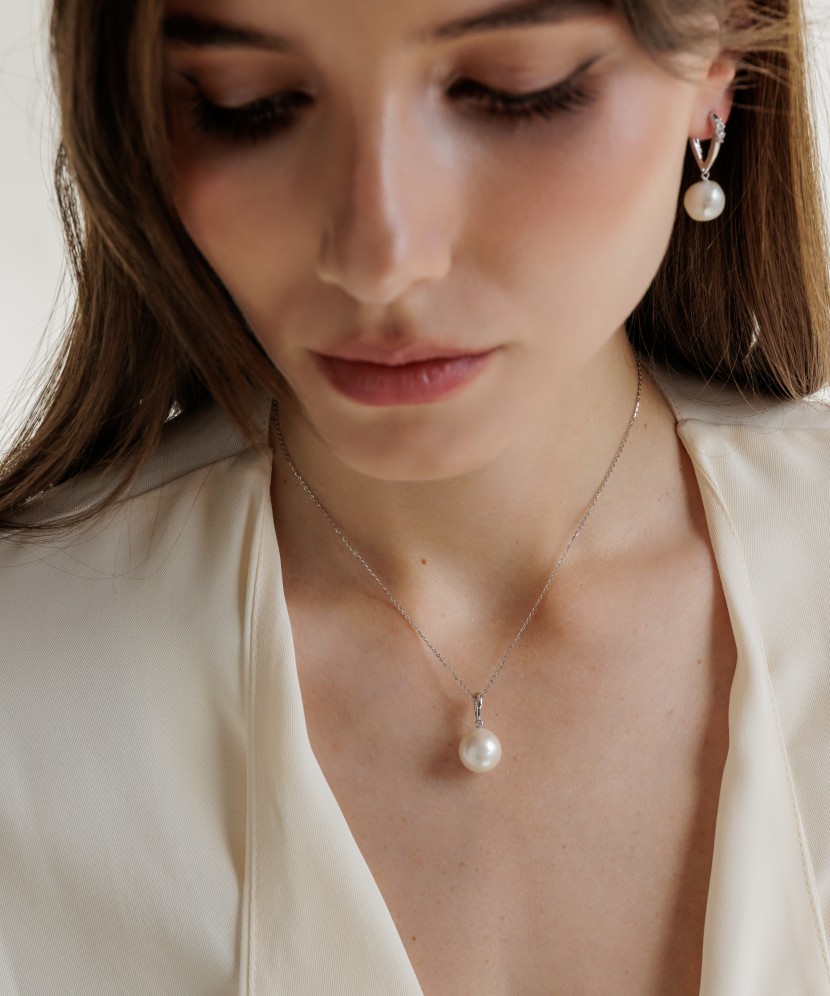 Sidabrinis pakabukas Su Edisono Perlu ir cirkoniu