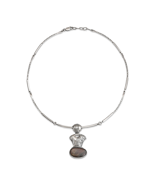 Sidabrinis koljė su labradorito pakabuku