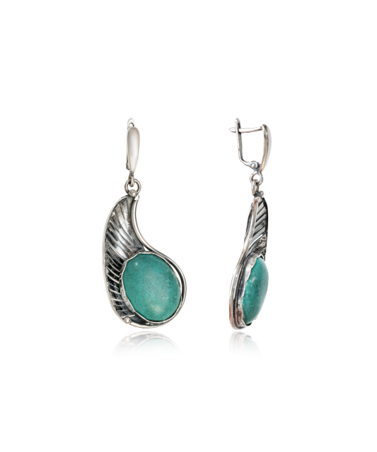 Sidabriniai auskarai su turkiu