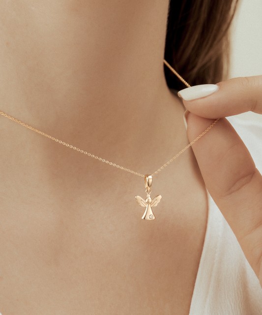 Geltono aukso pakabukas su cirkoniu "Angelas"