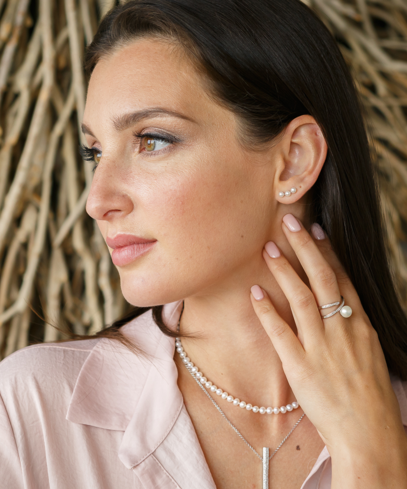 Sidabriniai auskarai su perlais - Auskarai su perlais - Goldinga