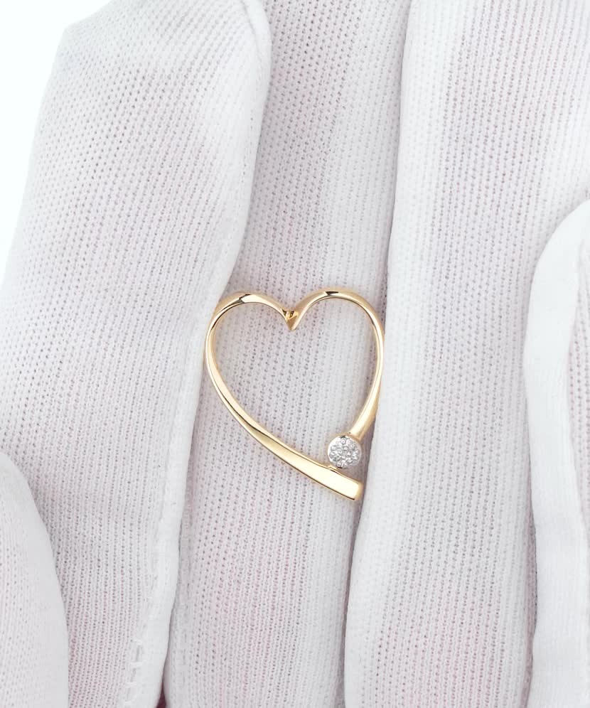 Geltono aukso pakabukas su deimantais "Širdis" - Pakabukai su brangakmeniais - Goldinga