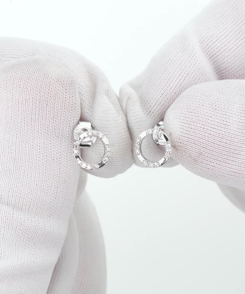 Balto aukso auskarai su deimantais - Auksiniai Auskarai su brangakmeniais - Goldinga