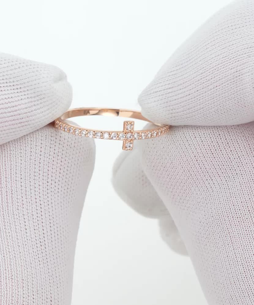 Auksinis žiedas su cirkoniais - Auksiniai žiedai - Goldinga