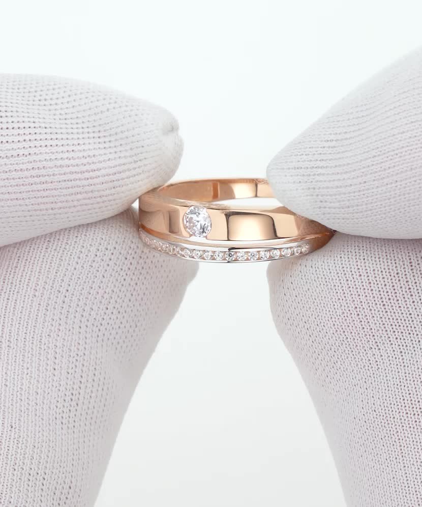 Auksinis žiedas su cirkoniais - Auksiniai žiedai - Goldinga