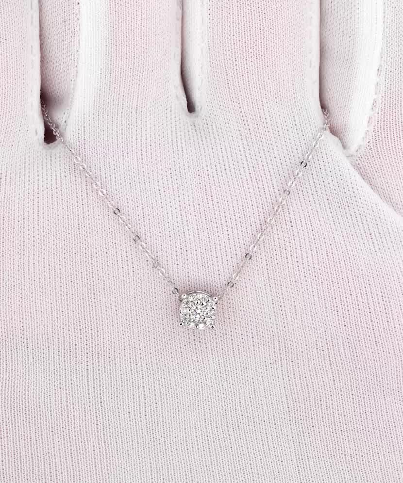 Balto aukso Grandinėlė Su Deimantiniu Pakabuku - Auksinės grandinėlės su pakabukais - Goldinga