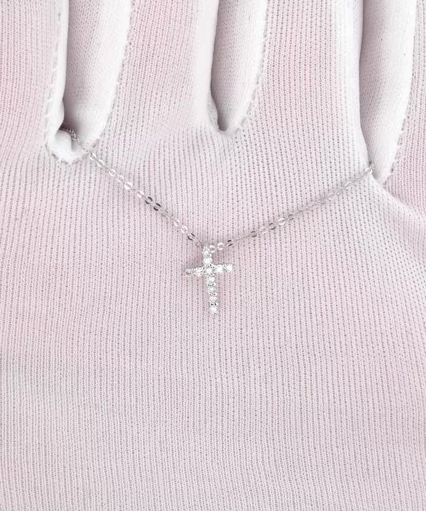 Balto aukso Grandinėlė Su Deimantiniu Pakabuku "Kryželis"  - Goldinga