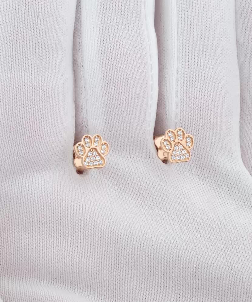 Auksiniai auskarai su cirkoniais "Pėdutė" - Auksiniai auskarai - Goldinga