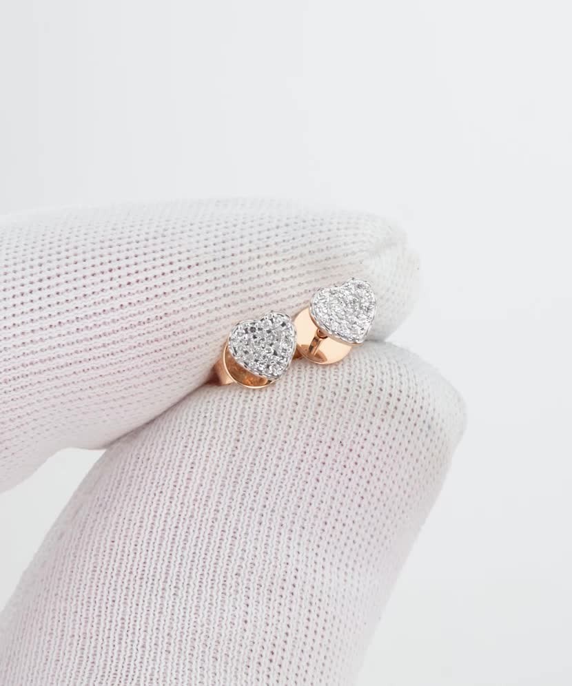 Auksiniai auskarai su deimantais "Širdelė" - Auksiniai Auskarai su brangakmeniais - Goldinga