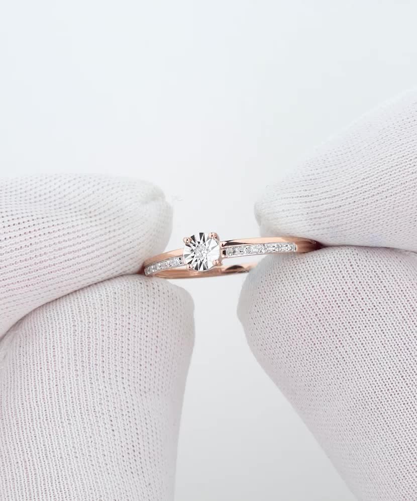 Auksinis žiedas su deimantais - Auksiniai žiedai - Goldinga