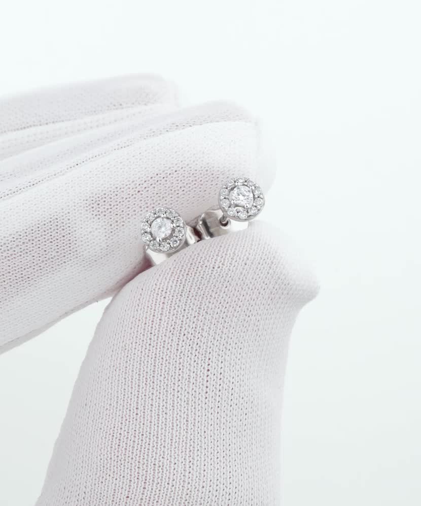 Balto aukso auskarai su cirkoniais - Auksiniai auskarai - Goldinga