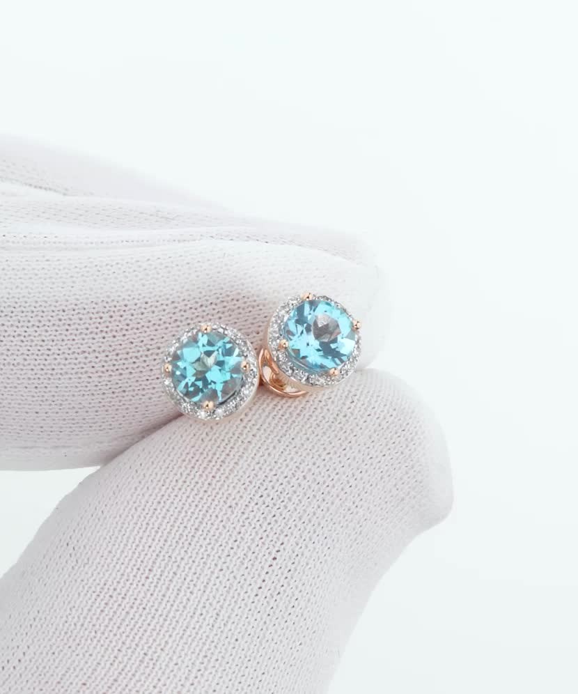 Auksiniai auskarai su deimantais ir topazais