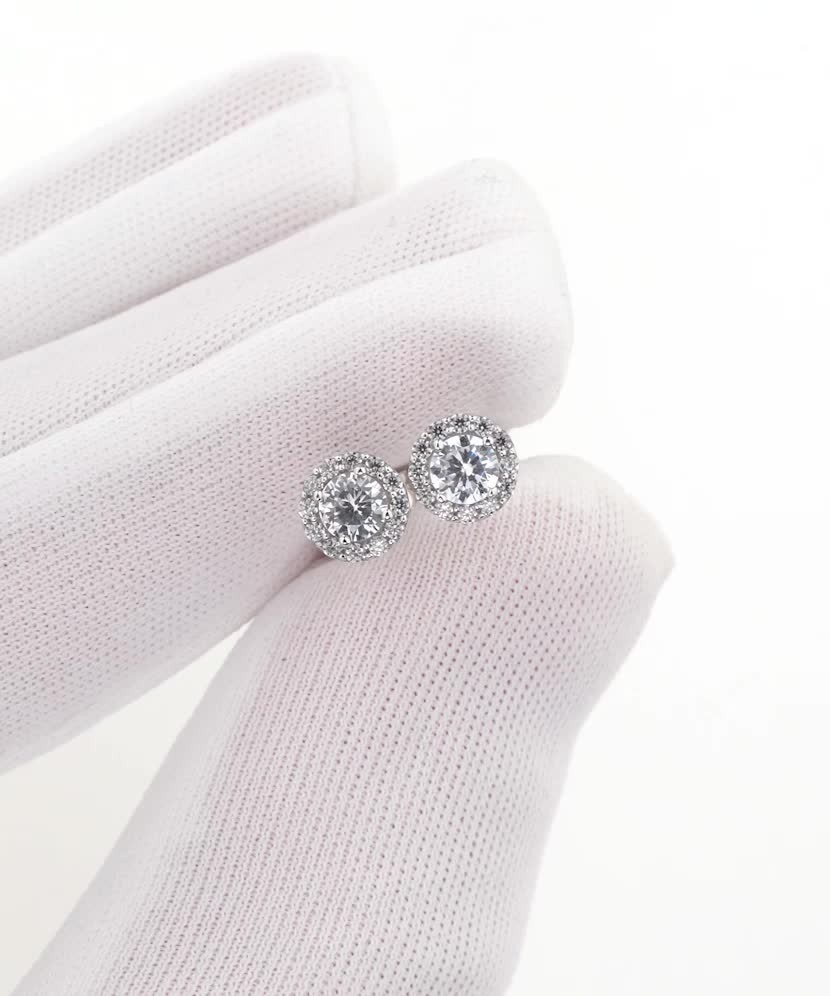 Balto aukso auskarai su cirkoniais