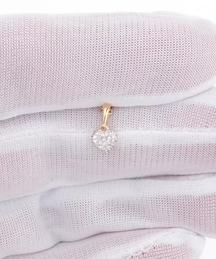 Geltono aukso pakabukas su deimantais "Širdelė"