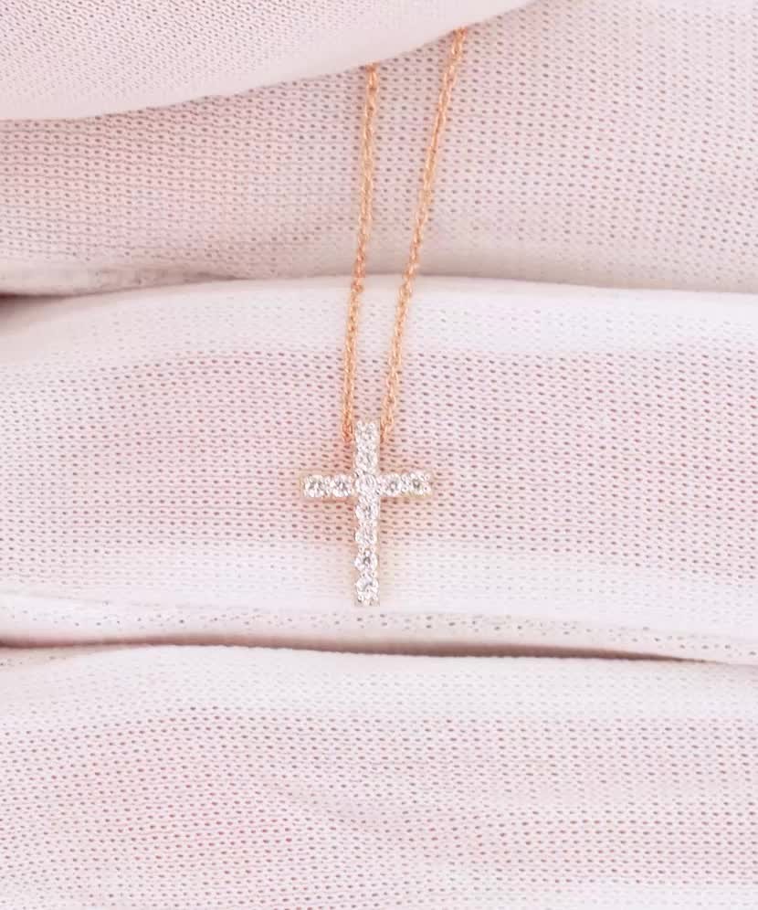 Auksinė Grandinėlė Su deimantiniu Pakabuku "Kryželis"