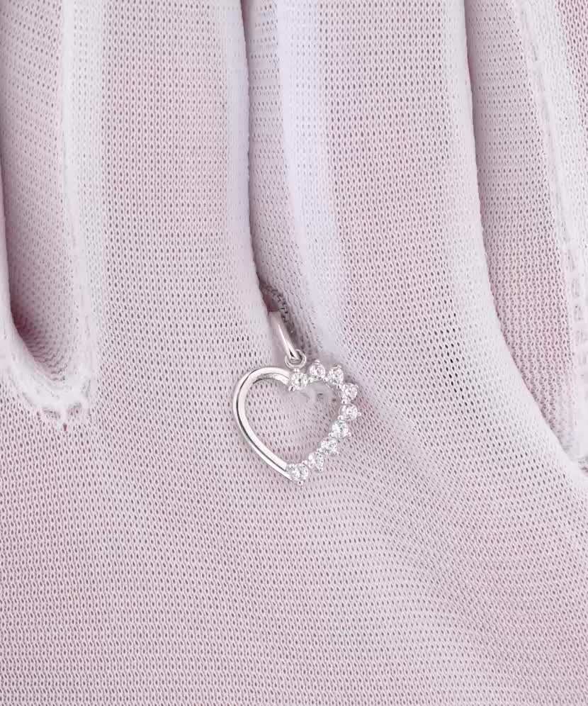 Balto aukso pakabukas su cirkoniais "Širdelė"